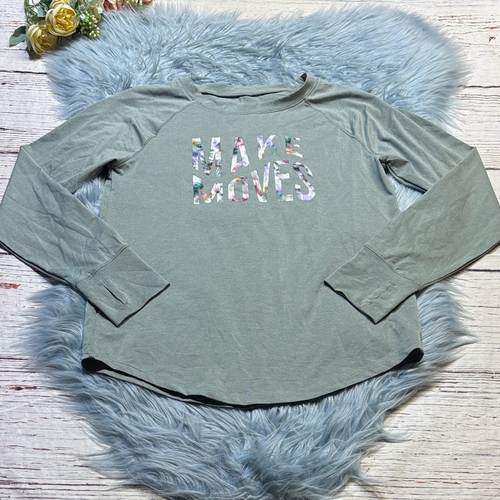 Runway Kids Long Sleeve 'Make Moves' Tee - Sage Green sz L